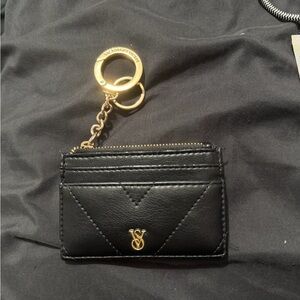Victoria's Secret Black and Gold Card Holder Keychain